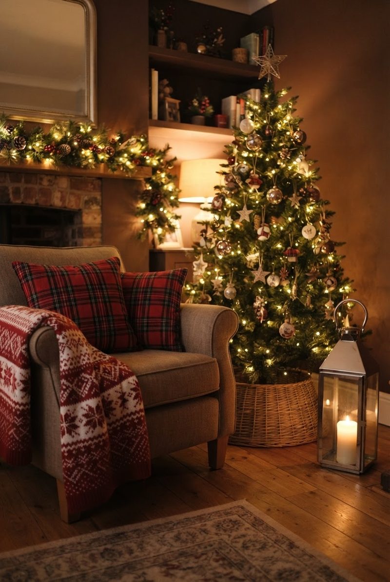 Cosy Christmas Living Room Decor Ideas (AI-generated illustration)
